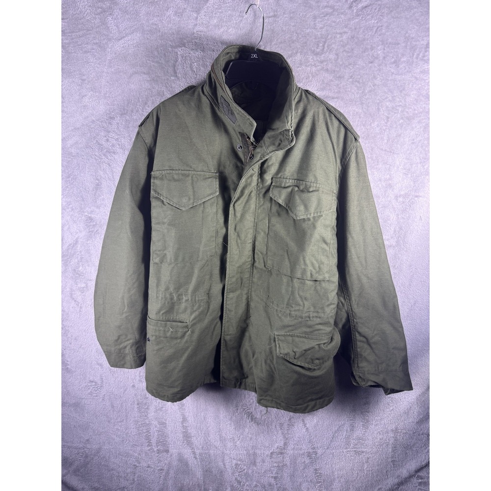 Vintage Army Field Jacket Mens Medium Green Canvas Lined Cold Weather Military
